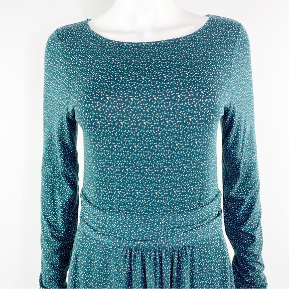 Boden Green Polkadot Long Sleeve A-Line Dress Size 6 - Picture 3 of 7